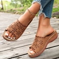 thumbnail image 7 of Women Wedge Sandals Platform Open Toe Strappy Wide Fit Shoes Womens Comfort Ladies Summer Non Slip Walking Shoes Casual Slippers Brown 6.5, 7 of 7