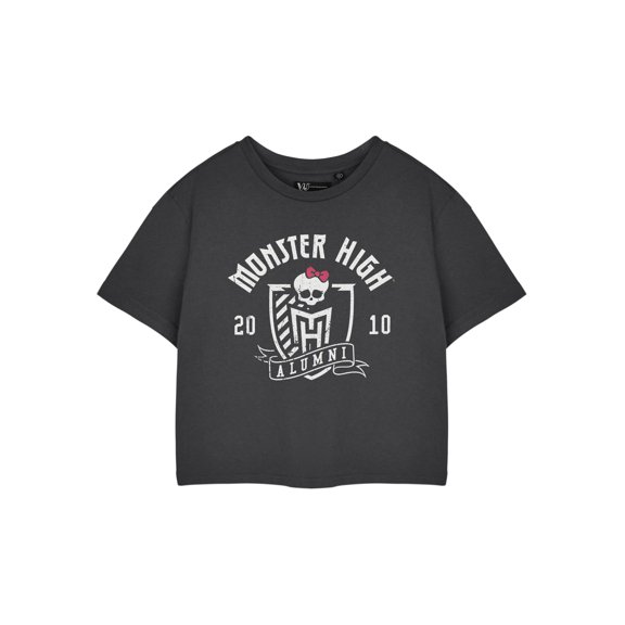 Monster High Alumni Womens Charcoal Cropped Short Sleeved T-Shirt | M | Made by Vanilla Underground