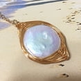 thumbnail image 3 of Unique Beautiful Hawaiian Genuine White Mabe Pearl Necklace, 14KT Gold-Filled Wire-Wrapped White Pearl Necklace, N8083 Birthday Mom Gift, 3 of 4