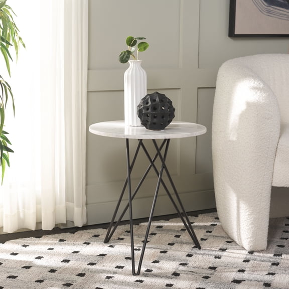 Safavieh Cade Modern Iron Round End Table, White / Black