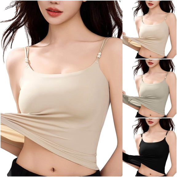 Dagugfen Tank Top with Built in Bra for Women Adjustable Spaghetti Straps Sleeveless Camisole Shirts