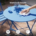 thumbnail image 6 of Decksplore 3-Piece Folding Metal Outdoor Bistro Set, Table and 2 Chairs, Peacock Blue, 6 of 7