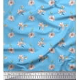thumbnail image 1 of Soimoi Blue Poly Georgette Fabric Leaves & Freesia Floral Fabric Prints By Yard 42 Inch Wide, 1 of 5