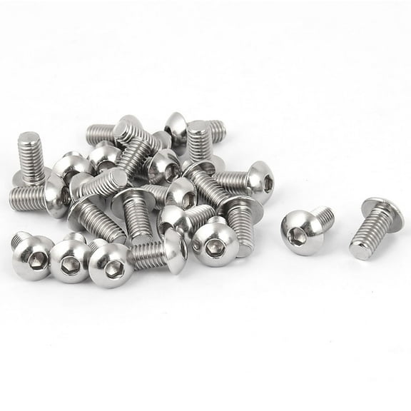 Uxcell M5 x 10mm Stainless Steel Button Head Socket Cap Screw Silver Tone (25-Pack)