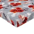 thumbnail image 4 of Ambesonne Poppy Fitted Sheet, Vintage Boho Feathers Flowers, Full Size, Vermilion and Taupe Grey, 4 of 5