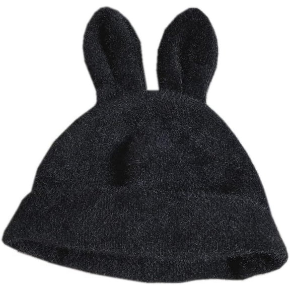 3D Rabbit Ears Beanie Hats Bunny Crochet Cap Cute Plush Winter Hat for Women Girls