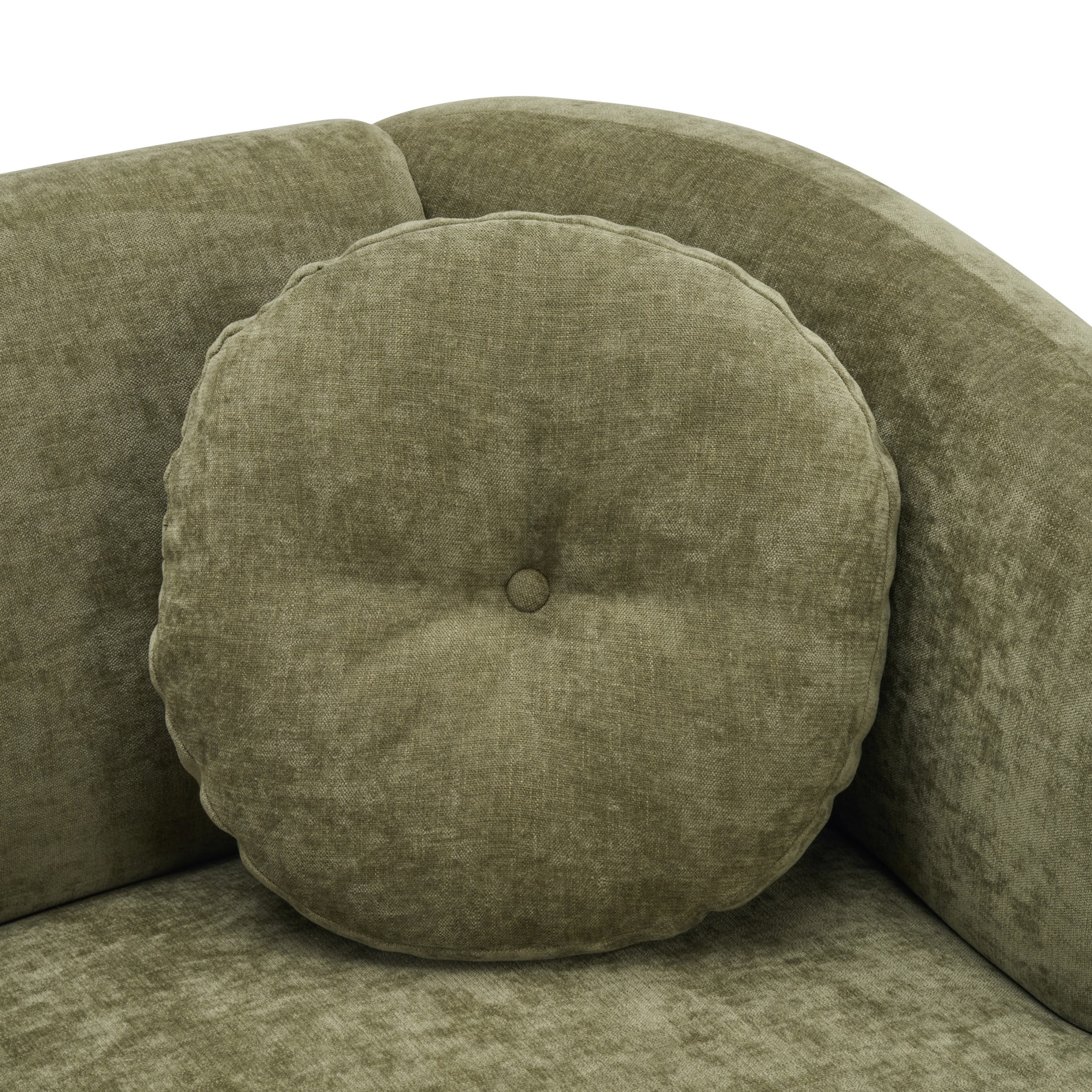 Christopher Knight Home Modern Curved Upholstered Sofa with Round Pillows, Birch Wood Legs, Olive Green