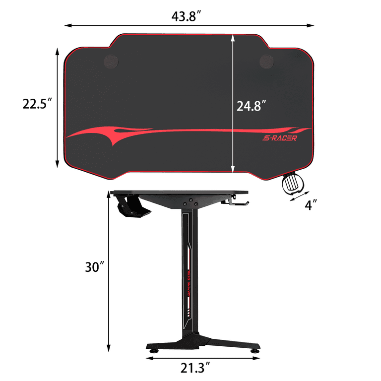 Lacoo 44 Inches T shape Metal Frame Gaming Desk Racing Computer