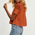 thumbnail image 6 of Guluxicc Women's Lace Shirts Loose Short Sleeve Mock Neck Basic Tops for Summer Casual Outfits, 6 of 6