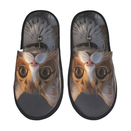 

Tideii Wide Eyed Cartoon Cats for Home Indoor Cotton Slippers Autumn and Winter EVA Plush Slippers Household Supplies Unisex-Medium