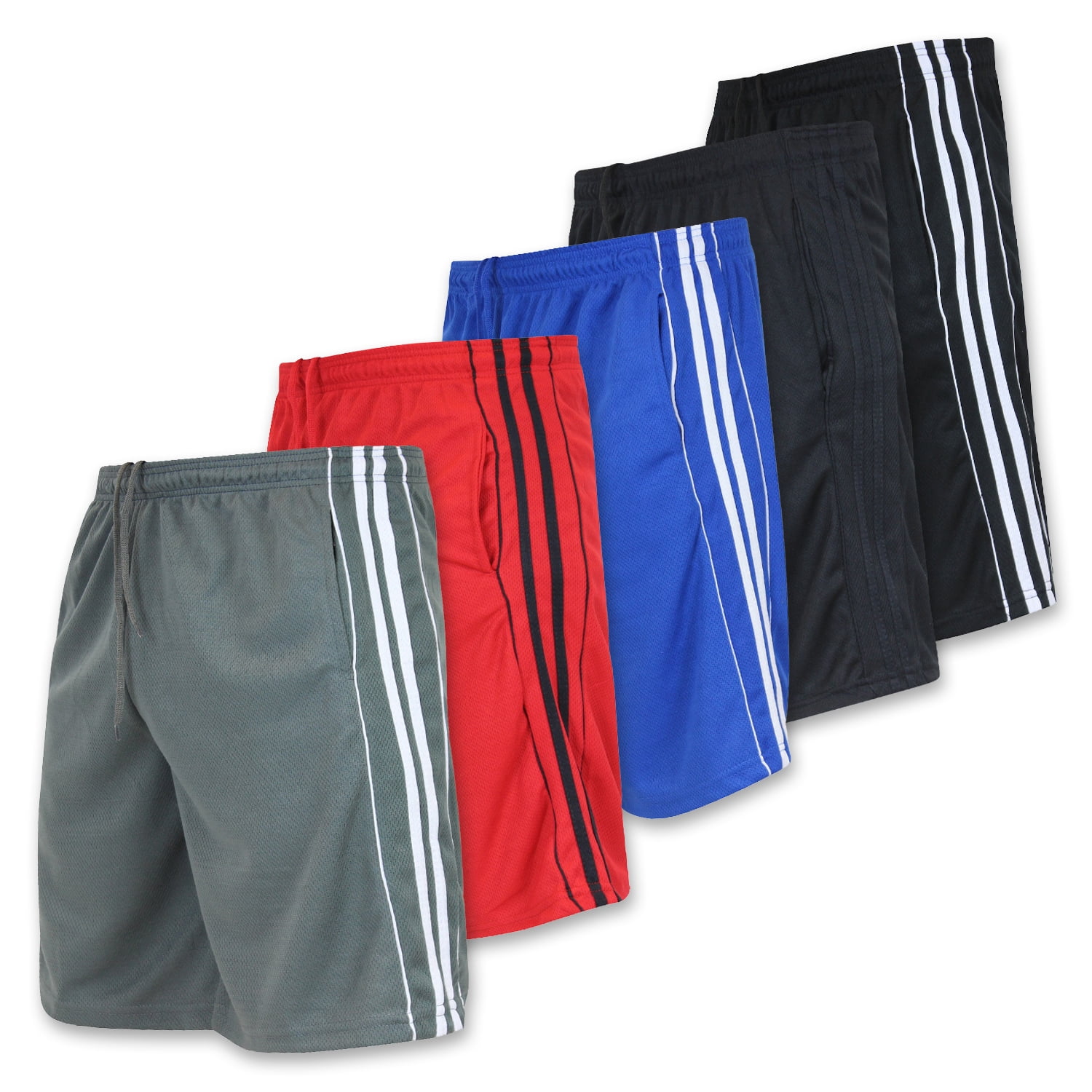 Real Essentials 5 Pack Men's Mesh Active Athletic Performance Shorts