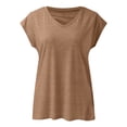 thumbnail image 3 of CAIVO Women's Shirts Solid Color Short Sleeve Oversized Casual V-Neck Fashion Tops Summer Blouse Cozy Back To School Dailywear, 3 of 3