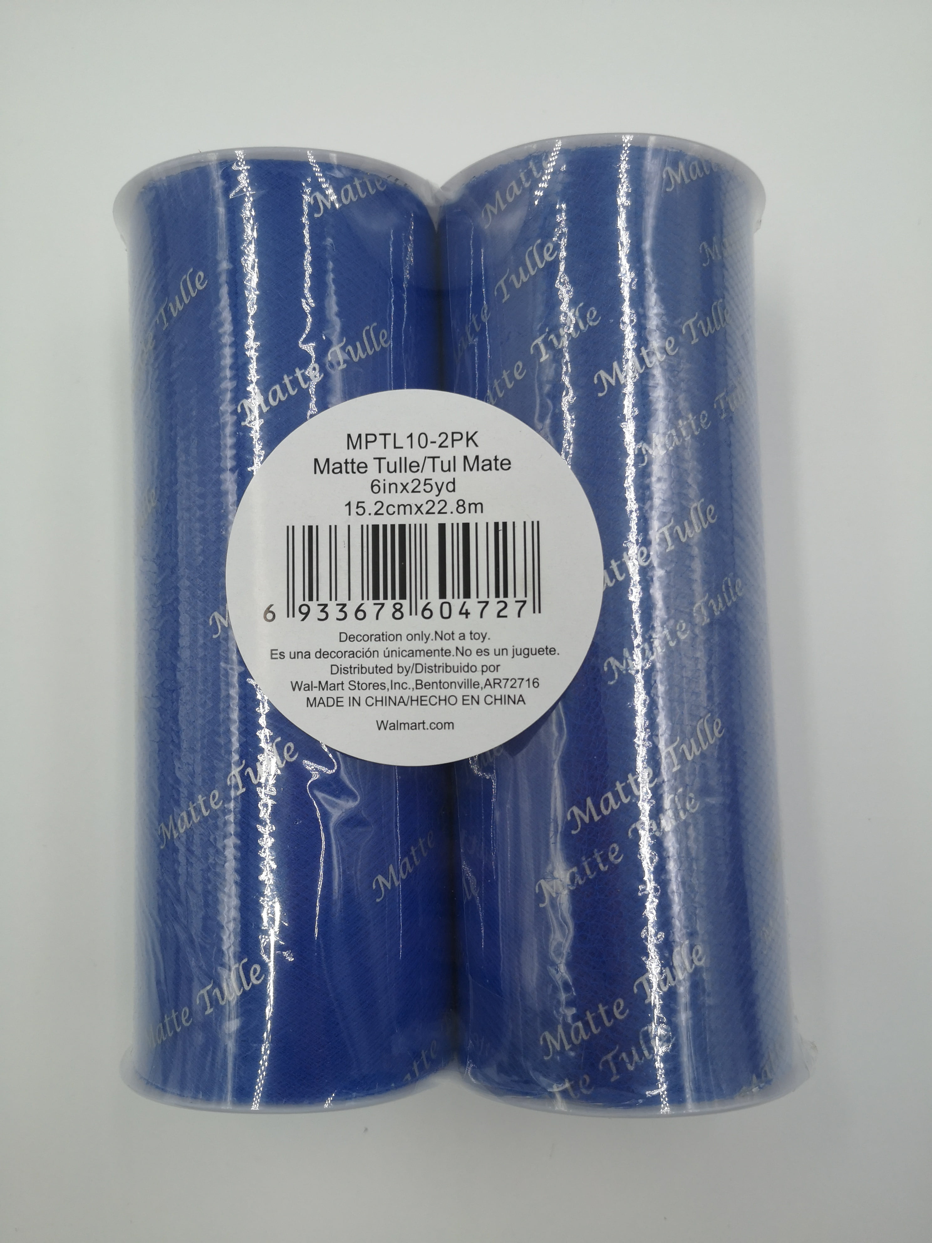 (2 pack) Fuzhou 6"*25yd matte tull fabric royal blue,100% polyester, by the bolt