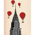 thumbnail image 2 of Fab Funky 26x32 Gold Ornate Wood Framed with Double Matting Museum Art Print Titled - Chrysler Building and Red Hot Air Balloons, 2 of 4