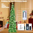 thumbnail image 3 of HMASYO 6 FT Pop Up Christmas Tree with 100 LED Lights & Remote, Green Christmas Tinsel Tree, Collapsible Artificial Pencil Tree for Home Office Party Decor, USB Powered Timer Lights, Easy Assembly, 3 of 8