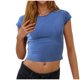 thumbnail image 1 of Camisetas de Manga Corta para las Mujeres Casual Color Sólido Cuello Redondo Tee, Blusa de Manga Corta de Moda para el Uso Diario, 1 of 7