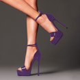 thumbnail image 4 of YDN Women's Elegant Open Toe Platform Sandals Strap Buckles Sky High Heels Stilettos Shoes for Summer Holiday Party Size 5 Purple, 4 of 4