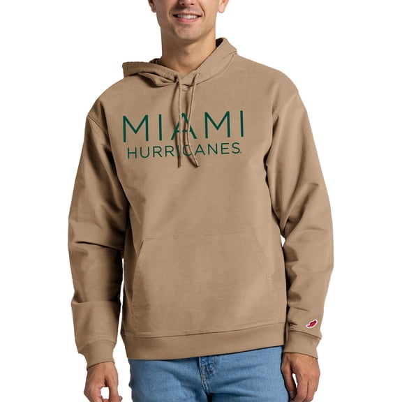Men's League Collegiate Wear Tan Miami Hurricanes Stretch Corduroy Pullover Hoodie