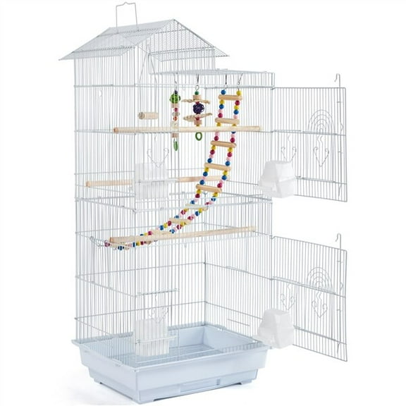 White Large Flight Bird Cage for Parakeets Canaries Medium Small Birds Parrots