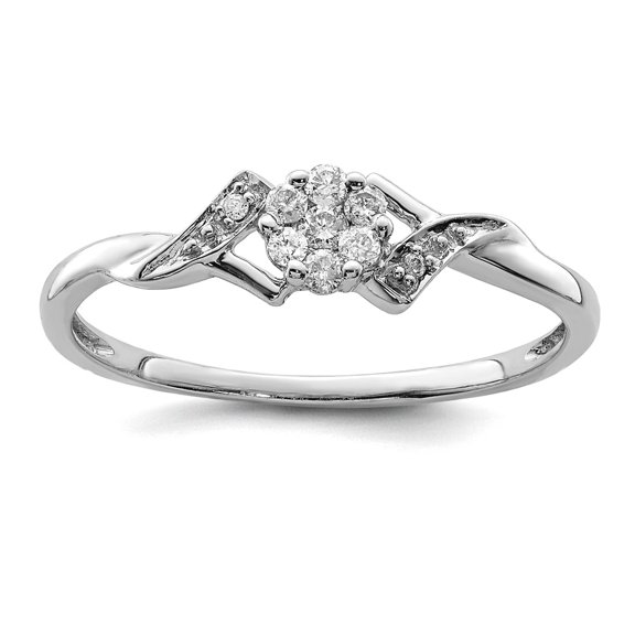 925 Sterling Silver Polished Diamond Ring Size 7 2mm Wide Ring for Women - .12 dwt