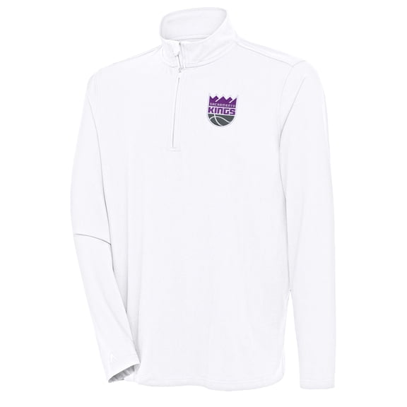 Men's Antigua  White Sacramento Kings Hunk Quarter-Zip Pullover Top