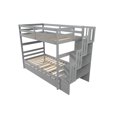 thumbnail image 4 of Solid Pine Twin Over Twin Bunk Bed with Detachable Beds & Staircase Storage - Gray, 200lbs Capacity, Easy to Assemble (93.5"L x 42.67"W)​, 4 of 8