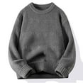 thumbnail image 2 of HAiming Mens Crewneck Pullover Sweater Solid Color Long Sleeve Cable Knit Sweaters Plus Size Casual Loose Jumper Tops, 2 of 5