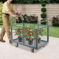thumbnail image 4 of Platform Truck Cart with Cage, 5-in-1 Multi-Purpose Flatbed Cart, Foldable Hand Truck Load 2000lbs W/4 Wheels Push Cart Dolly for Grocery, Laundry, Garage, Warehouse$$Tools, 4 of 9