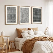 HPNIUB Geometric Line Framed Canvas Wall Art Modern Abstract Minimalist Painting Neutral Decor Set of 3 for Living Room Bedroom Office 24x36 Inch