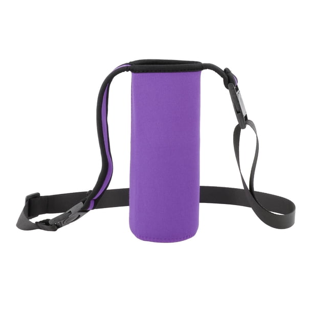 Bolsa bandolera para botella de agua de exterior con correa de 17 oz, bolsa aislante protectora Púrpura