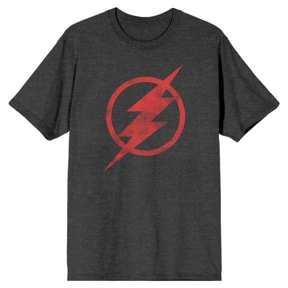Justice League Red Flash Logo Men's Charcoal Heather T-shirt-M