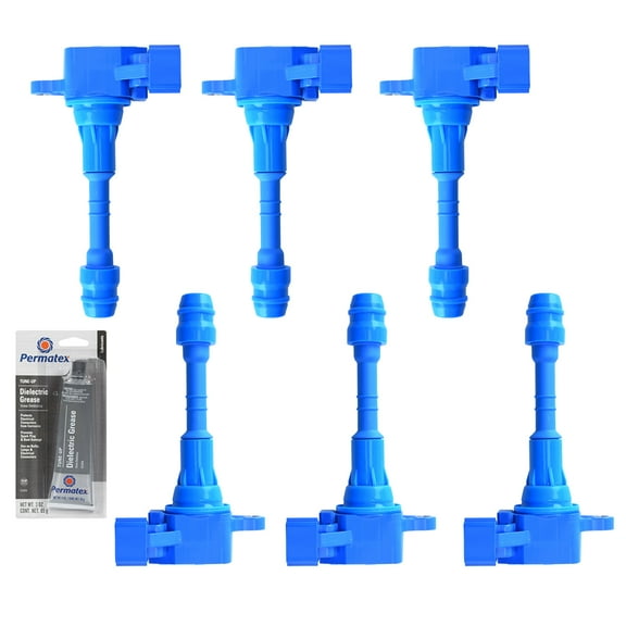 6 High Performance Ignition Coils and Tune Up Grease Compatible with Infiniti QX4 M35 FX35 UF349