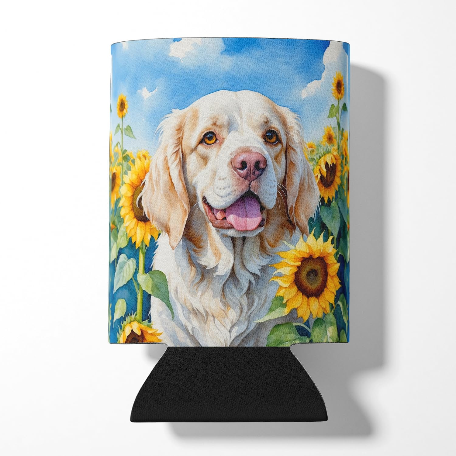 Bedlington Terrier in Sunflowers Can or Bottle Hugger 3 in x 5 in