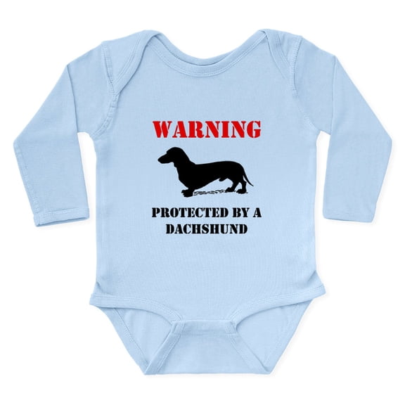 CafePress - Protected By A Dachshund Body Suit - Long Sleeve Cotton Baby Bodysuit