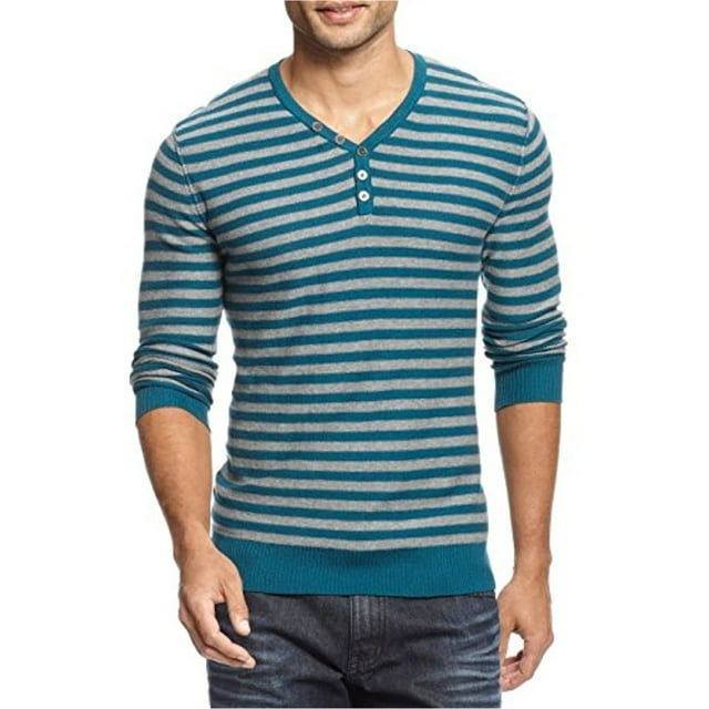 Camiseta henley de punto a rayas I-N-C para Hombre Verde XXL