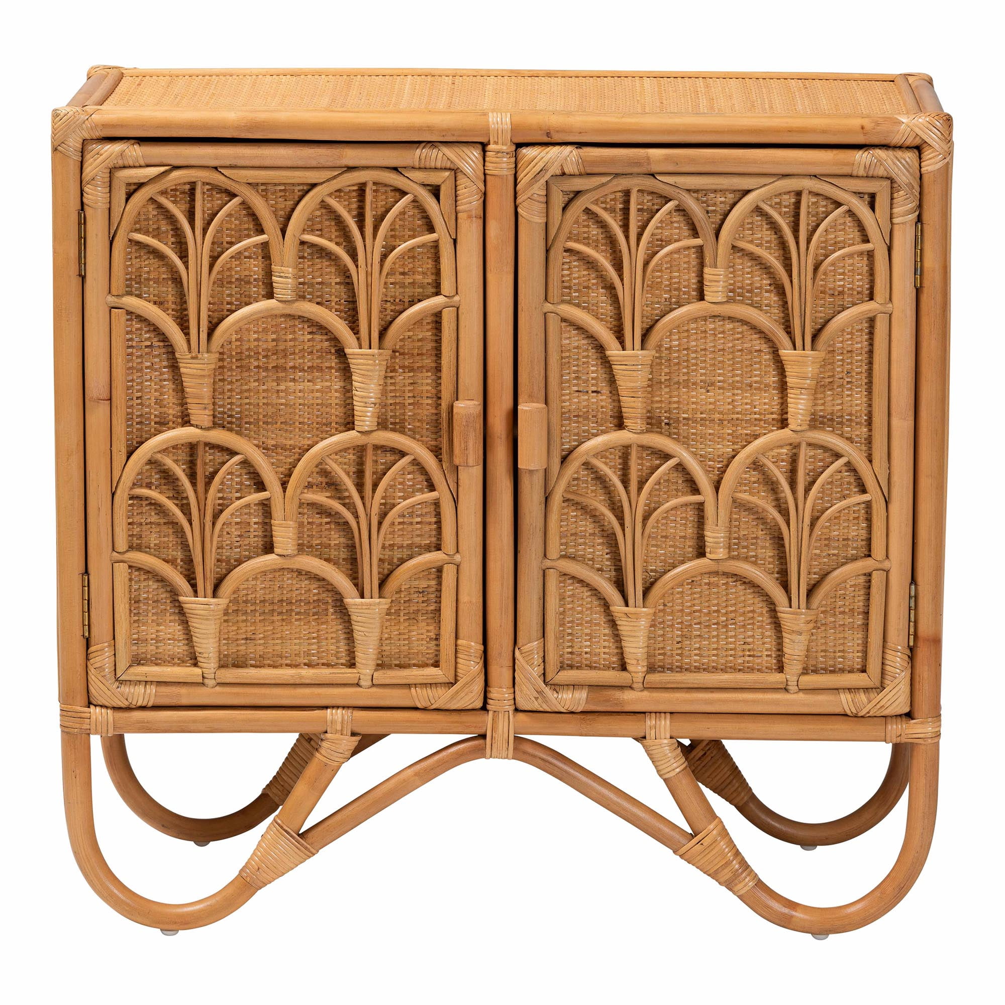 bali & pari Baylor Boho Storage Cabinet, 2-Shelf, Light Honey