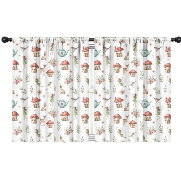 Blackout Kids Curtains,White Forest Fairy Pattern Childrens Insulated Curtains Set Of 2,Bedroom Essentials,Toddler Room Decor 42"x54"