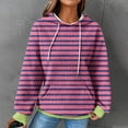 thumbnail image 2 of Timegard Womens Sweatshirts Long Sleeve Striped Drawstring Hoodies Pullover Fall Winter Tops with Pockets, 2 of 5