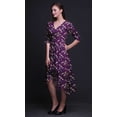 thumbnail image 2 of Bimba Robe Mi-Longue Classique en Coton Purple Blossom & Paradise Whydah Bird Imprimée à Manches Courtes avec Poches, Coupe Droite Asymétrique - Moyen, 2 of 4