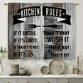 thumbnail image 5 of Farmhouse Rustic Kitchen Rules Kitchen Curtains Wooden Wood Small Short Cafe Window Curtains Vintage Fork Retro Plank Bathroom Living Room Bedroom Drapes Treatment 2 Panels (27.5x36 Inch), 5 of 6
