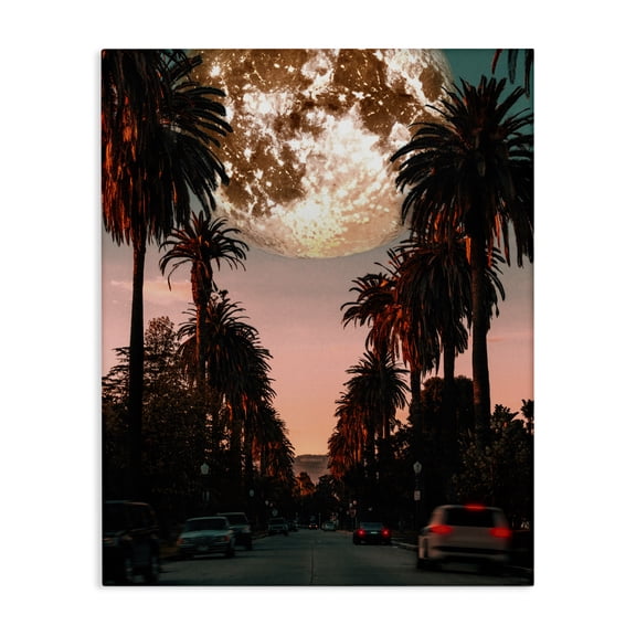 Stupell Industries Contemporary Tropical Moon Sunset Canvas Art, 30 x 40, by Ziwei Li