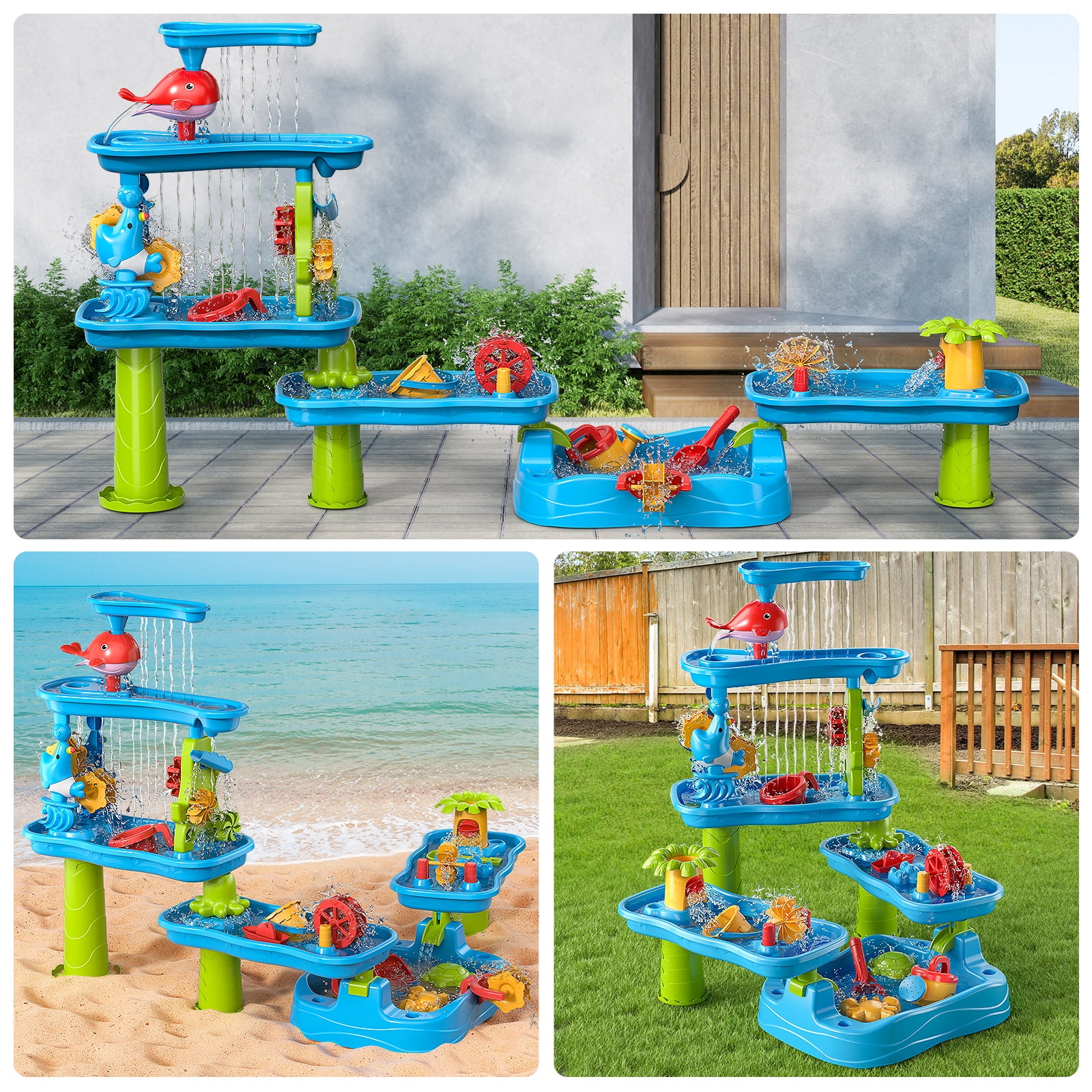 Dinosaur Planet Kids Sand Water Table, Sandbox Table Kids Activity Sensory Play Table Summer Outdoor Toys Boys Girls Gift(Random Color)