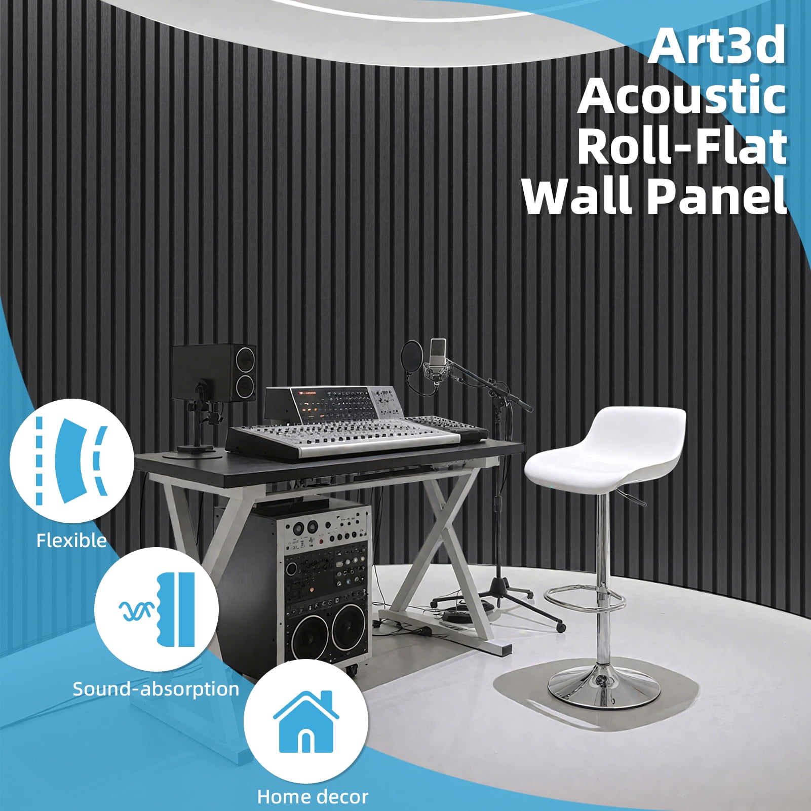 2 Pcs 95.3'' x 23.8'' 3D Slat Wall Paneling,Sound Absorbing Wall Panls for Living Room,Curved Wall Décor(30.9 sq.ft./Case)
