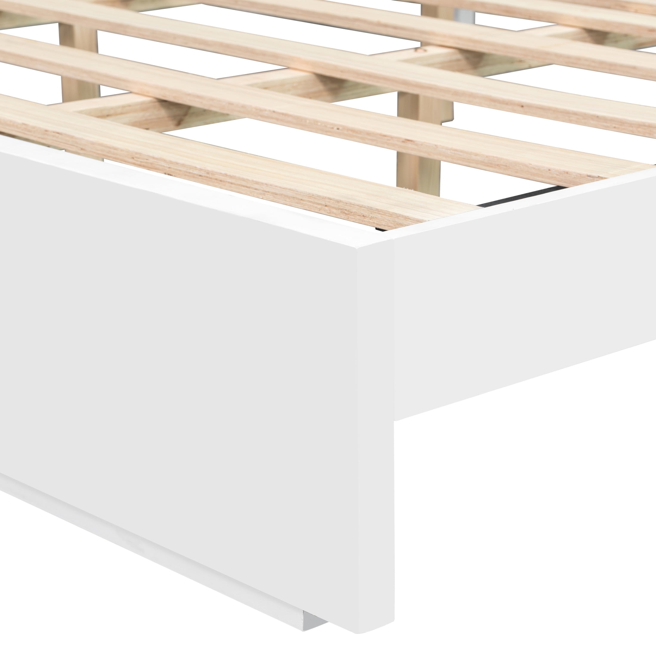 Christopher Knight Home Contemporary King Size Solid Wood Platform Bed Frame, Slat Support, White