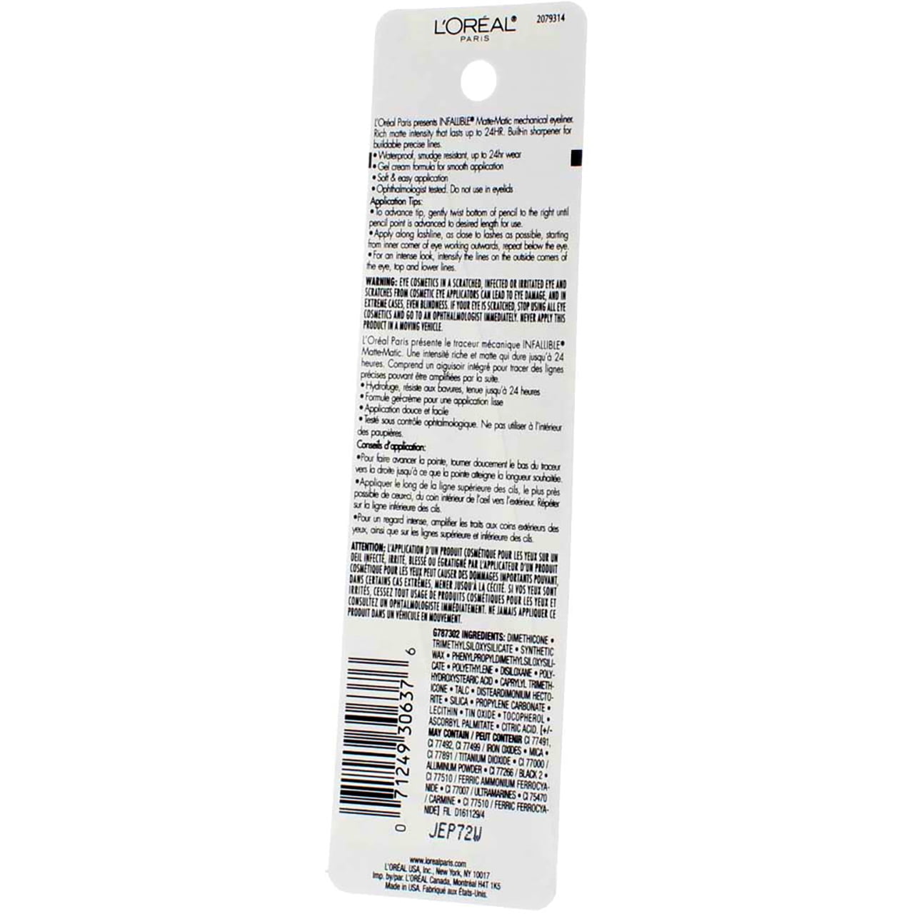 L'Oreal Infallible Matte-Matic Mechanical Eyeliner, Ultra Black 0.01 oz (Pack of 3)