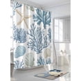 thumbnail image 3 of Summer Marine Life Shower Curtain, Ocean Starfish Coral Art Line Waterproof Shower Curtain Set with 12 Hooks Lightweight Washable Fabric Shower Curtains for Bathroom 72x84 Inches, 3 of 6