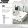 thumbnail image 5 of Stylish Vessel 14 ½" White Porcelain Square Bathroom Sink P-226H, 5 of 12