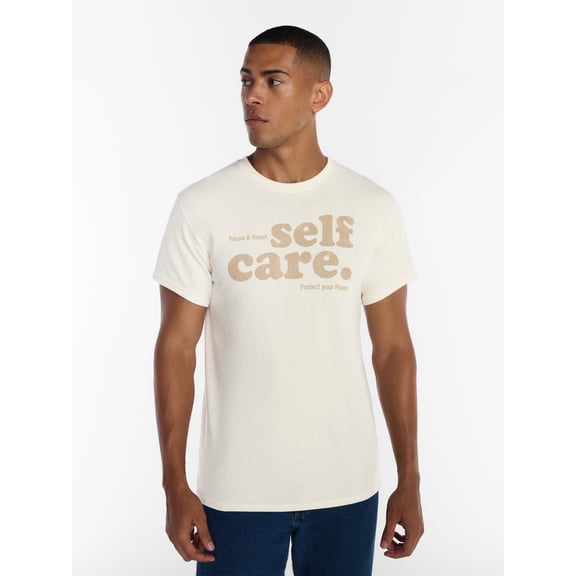 Humor Men's and Big Men's Self Care Graphic Tee with Short Sleeves, Size S-3XL