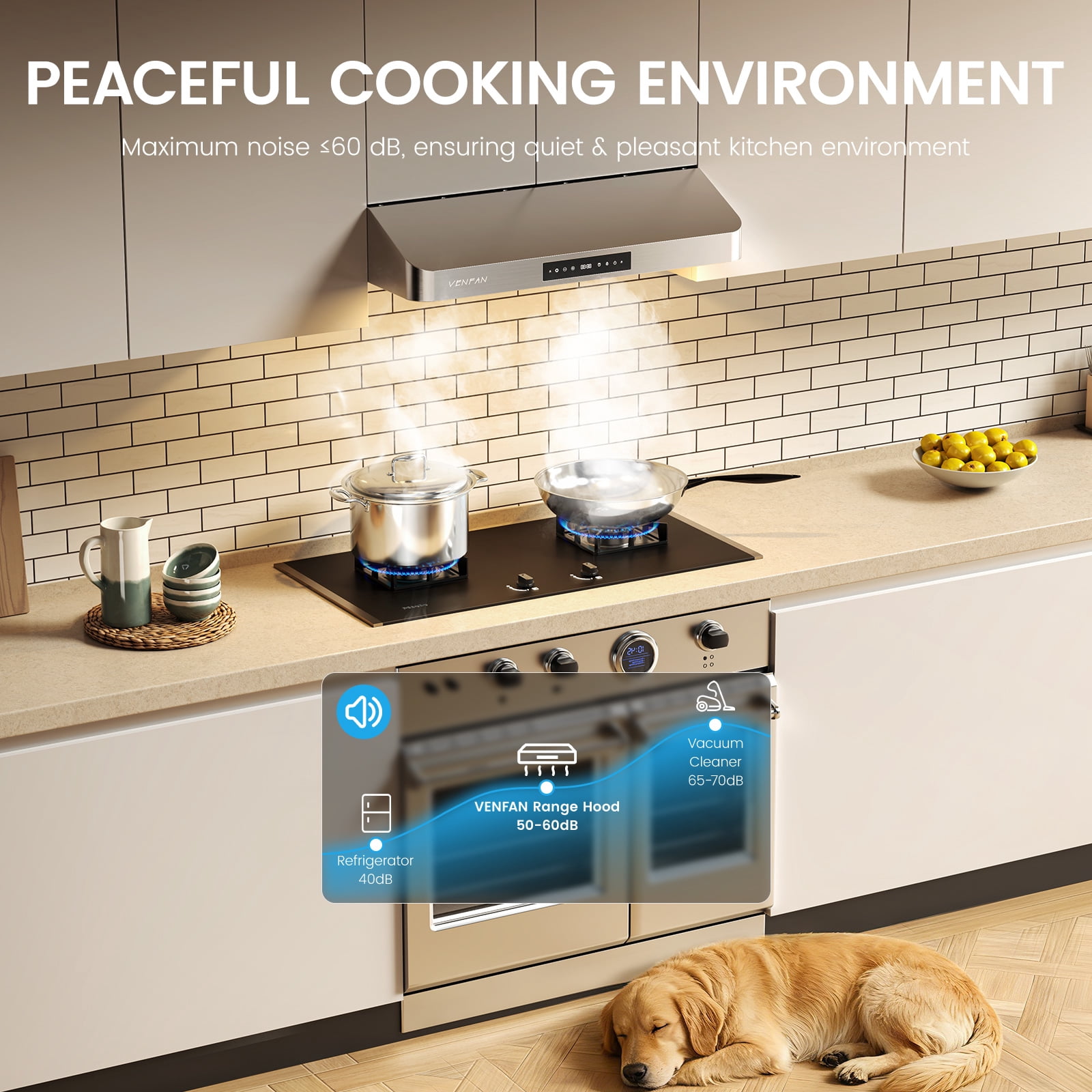 VENFAN 36 Inch Under Cabinet Range Hood, 1200 CFM Ultra Powerful Suction Kitchen Vent Hood with Gesture Sensing & 4-Speed Touch Control, Dishwasher Safe Filters, Auto Delay Off, Stainless Steel