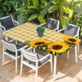 thumbnail image 2 of Spring Sunflowers Table Cloths for 6 Foot Rectangle Tables, Yellow White Plaid Farmhouse Rustic Patio Waterproof Elastic Fitted Tablecloths, Washable Rectangular Table Cover for Camping, 2 of 8